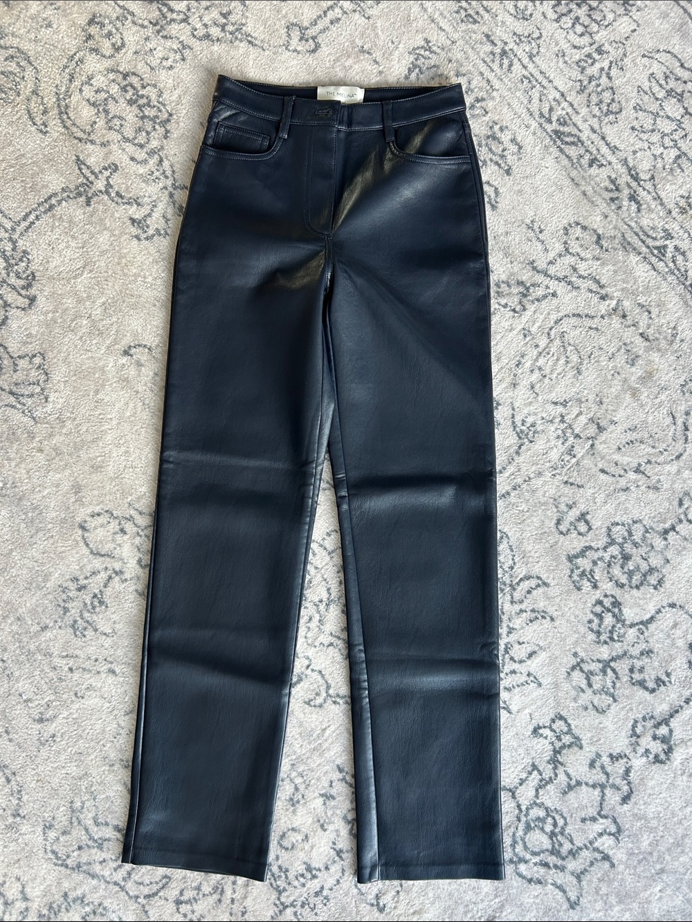 Wilfred Melina Navy Straight-Leg Leather Pants